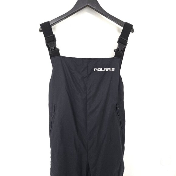 Vintage Polaris Snow Bib Overalls Women Medium Snowmobile Pants Black Straps USA - Picture 2 of 10